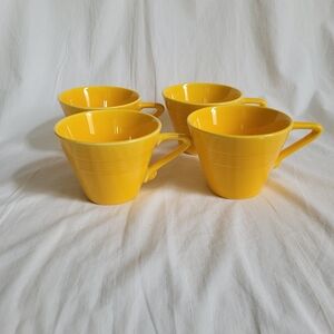 Set of 4 Vintage Harlequin Yellow Tea Cups